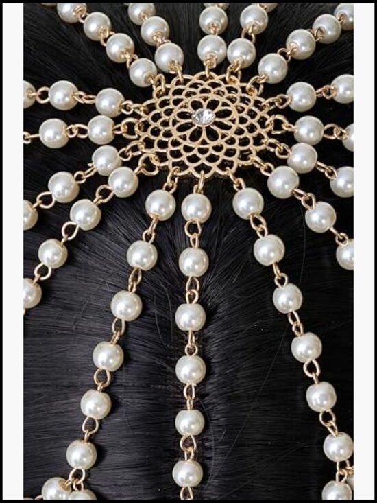 1920s Crystal Cap Headpiece Rhinestone Head Chain Roaring 20s Great Gatsby Hair